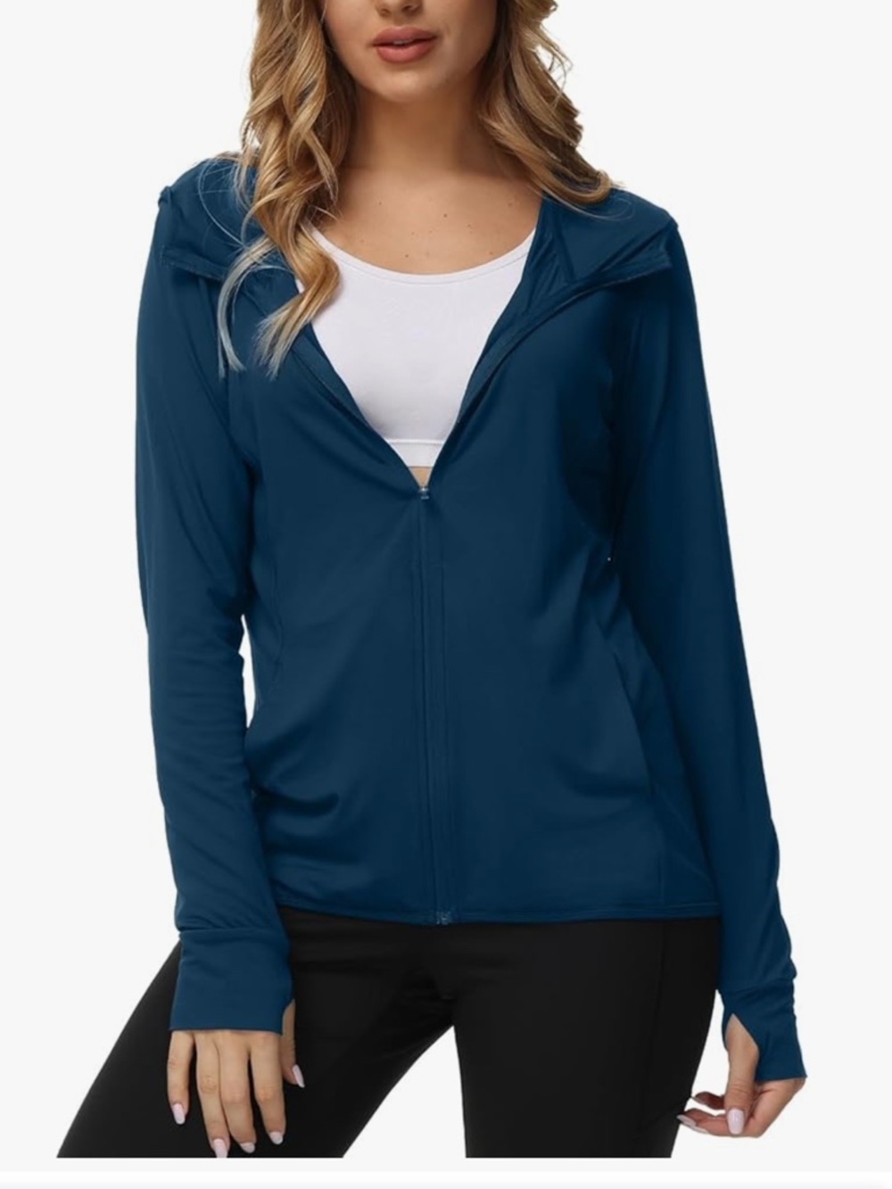 LIKE NEW Moheen UPF 50+ Hoodie/ Cover Up, Size 2XL, Navy Blue, Pockets, 27” Long